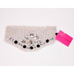 BETSEY JOHNSON Head Band WINTER Bandana CREAM ICE PRINCESS Knit BLING BLING O/S